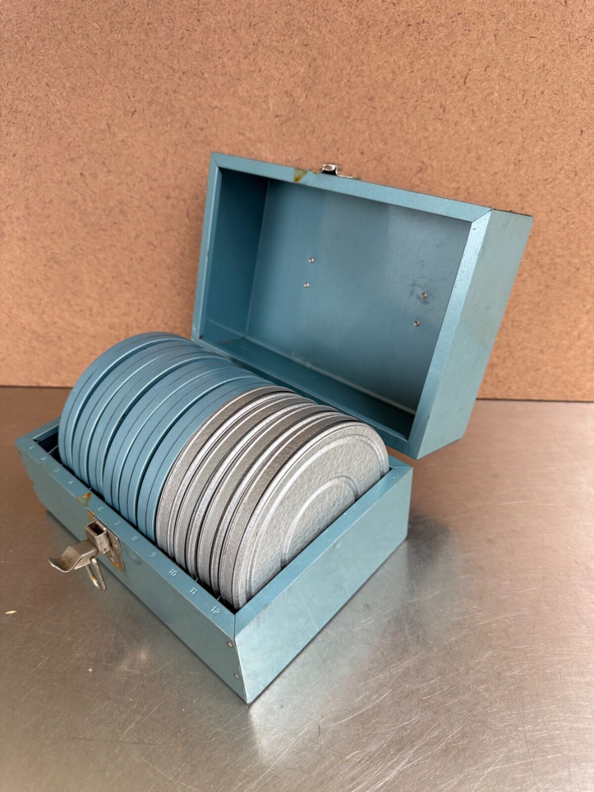 Vintage . Brumberger & Adams Metal Film Can Storage Case Box Containers
