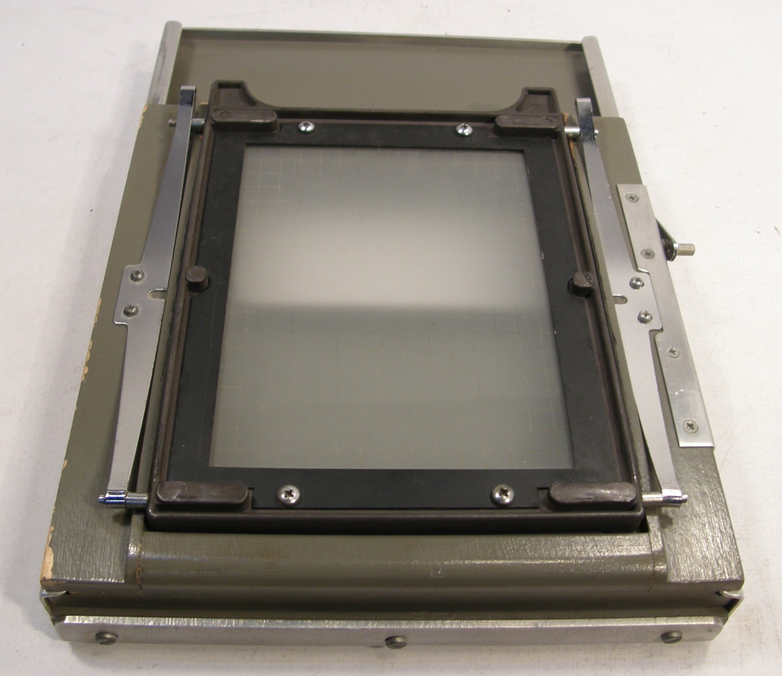 VINTAGE BURKE & JAMES SLIDING BACK REDUCER 3 1/2″ X 4 3/4″ GROUND GLASS W/GRID