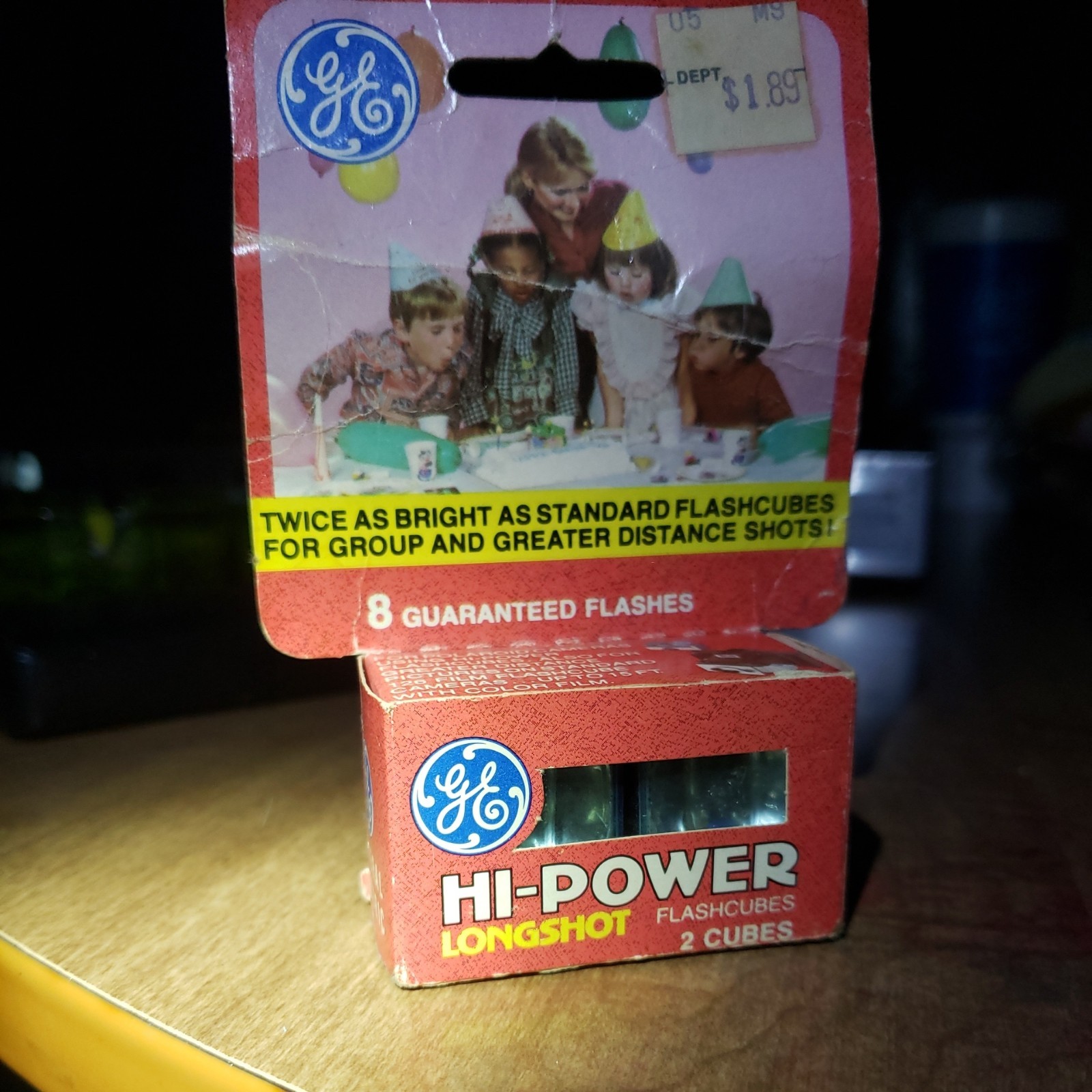 Vintage GE Hi-Power Longshot Flash Cubes Box of 2 Cubes-8 Flashes