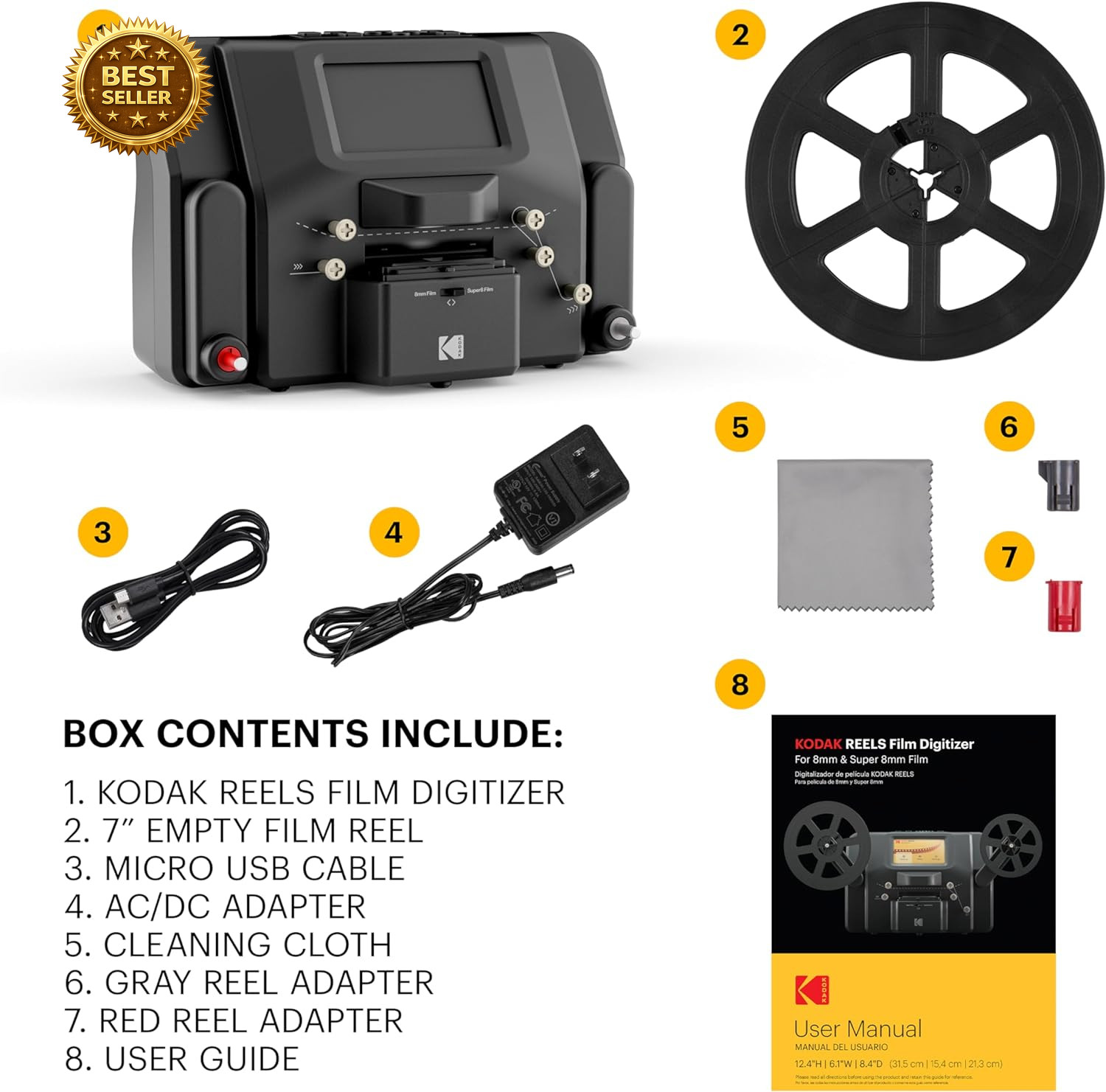 8mm Super 8 Film Digitizer Converter Scanner 5” Screen MP4 SD Card