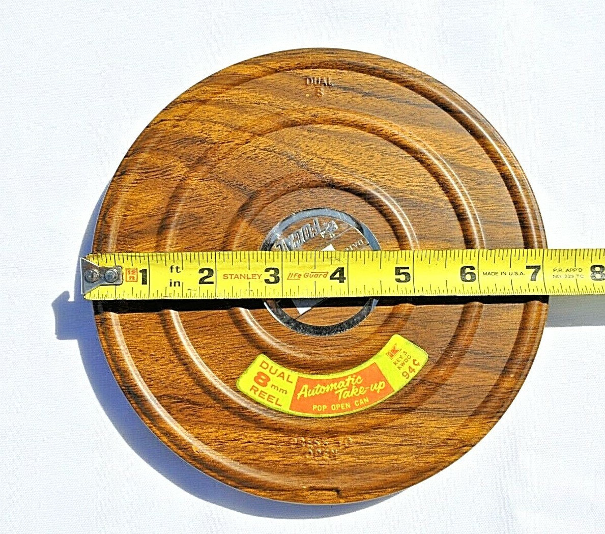 VINTAGE FOCAL FILM REEL AND TIN METAL 8MM WOOD GRAIN LOOK MADE IN USA NOS