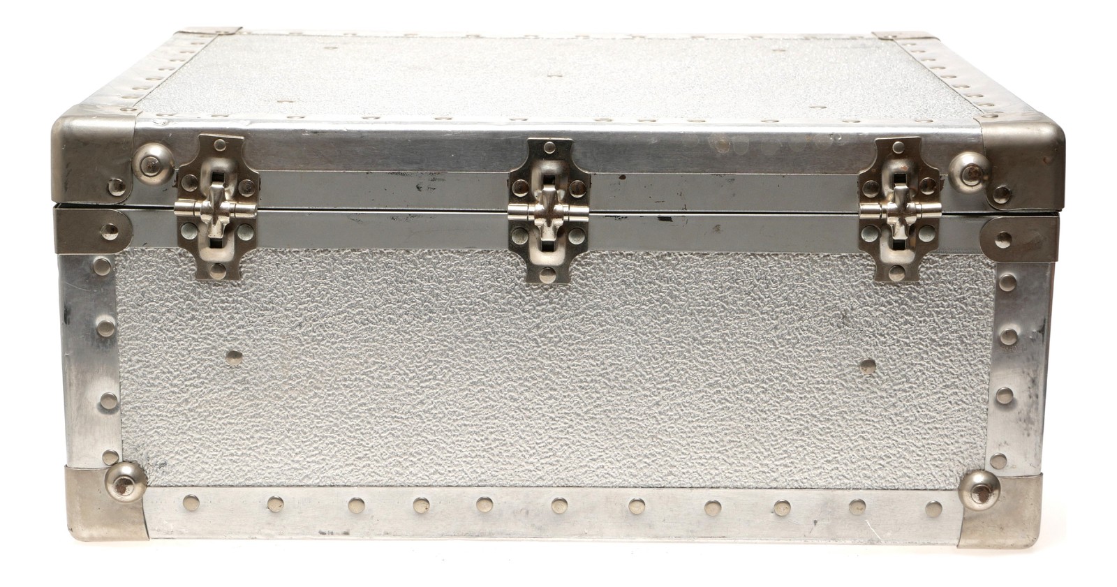 Vintage Aluminum Camera Trunk Hard Case with Leather Handle