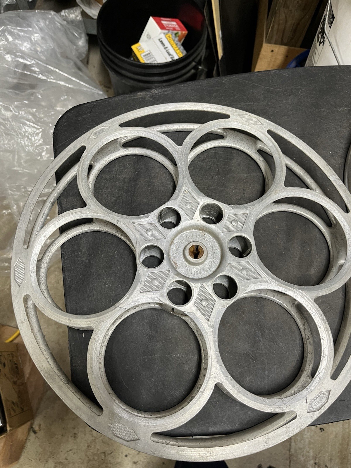 Set of 2 Vintage Goldberg Bros 15″ 35mm Cast Aluminum Movie Film 6 Hole Reels