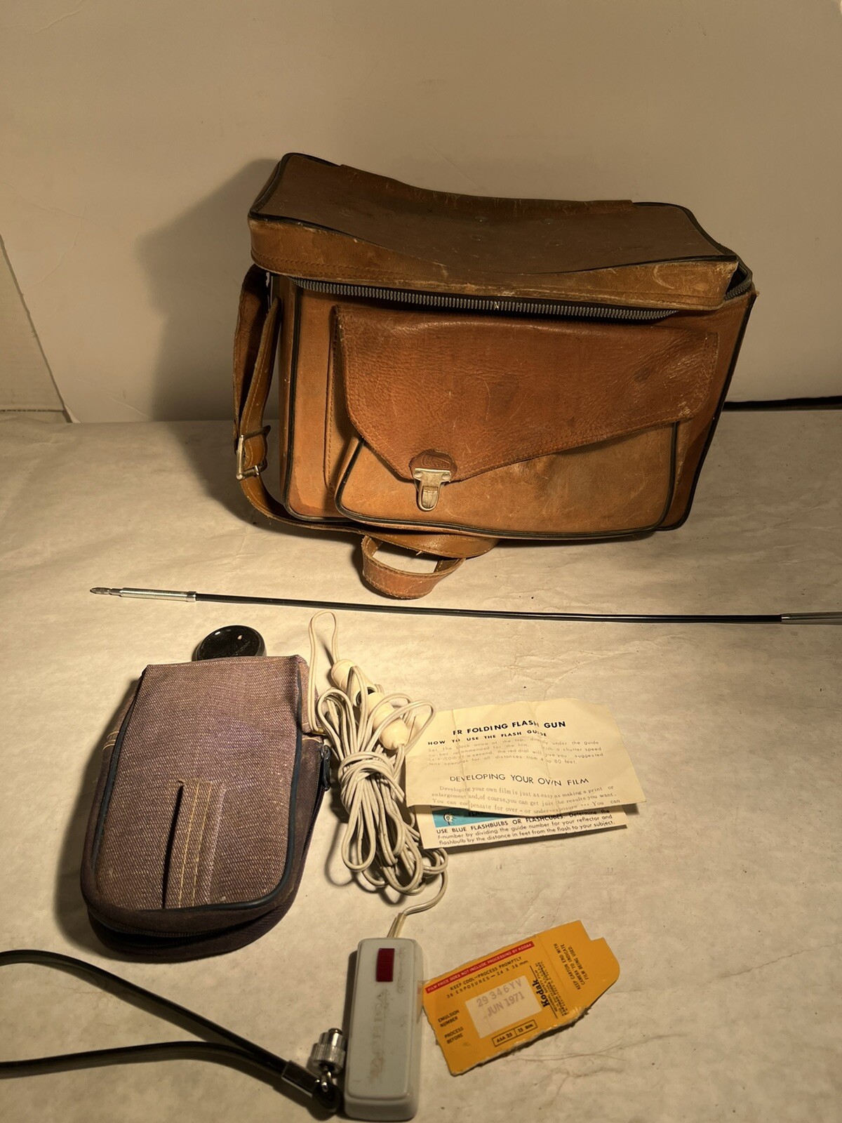 GE ACMELITE Attachment Bright Lamp Electric Tested Working, Leather Bag Vintage