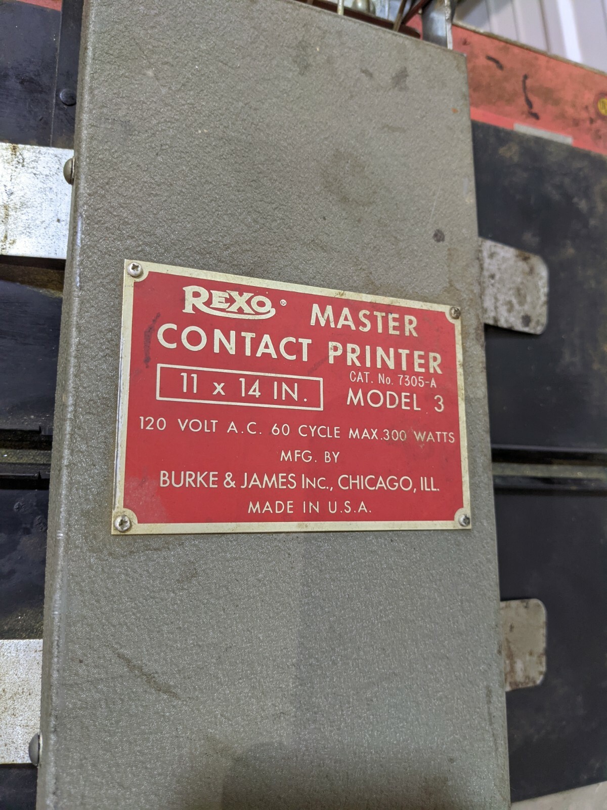 Burke & James Rexo Master Contact Printer / Cat # 7305-A / Model 3 / 11 x 14″