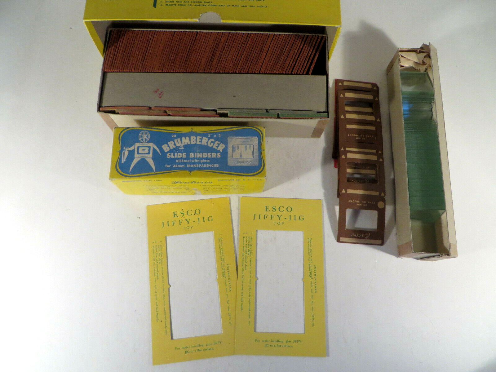 Vintage Brumberger Metal Slide Binders & Esco 2×2 for 35mm w/Glass Large Lot