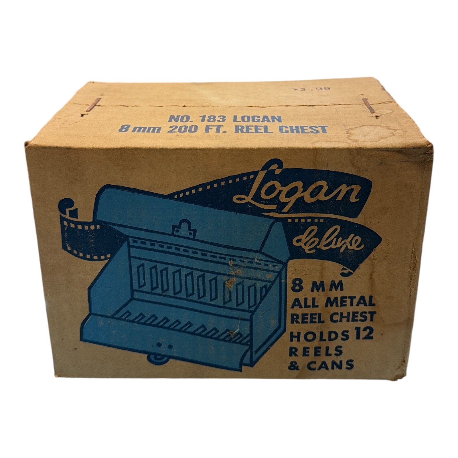 Vintage Logan Deluxe Metal 8mm Film Reel Chest 12 Slots UNOPENED!!!
