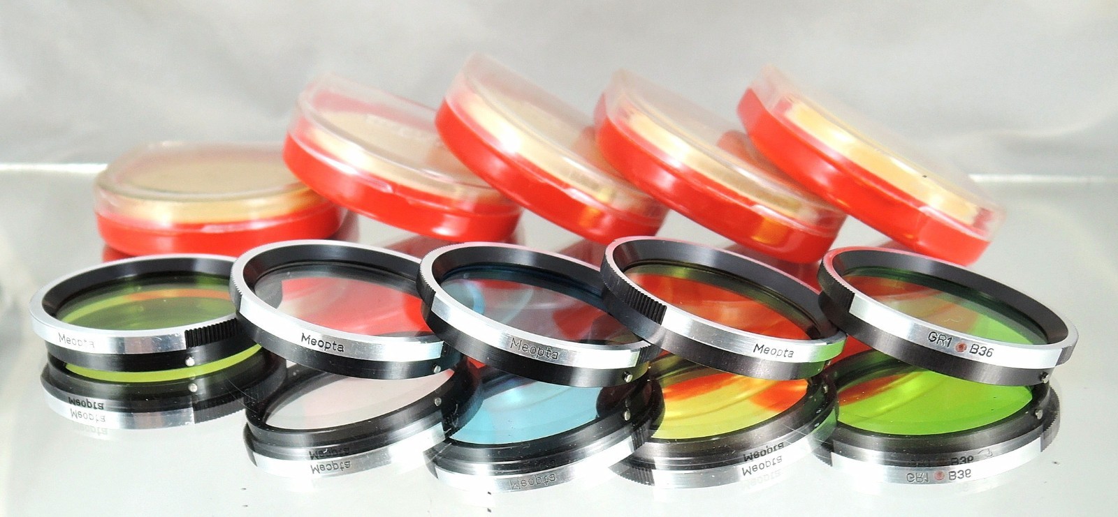Flexaret – Set of five color filters B36 MEOPTA Czechoslovakia genuine MINT
