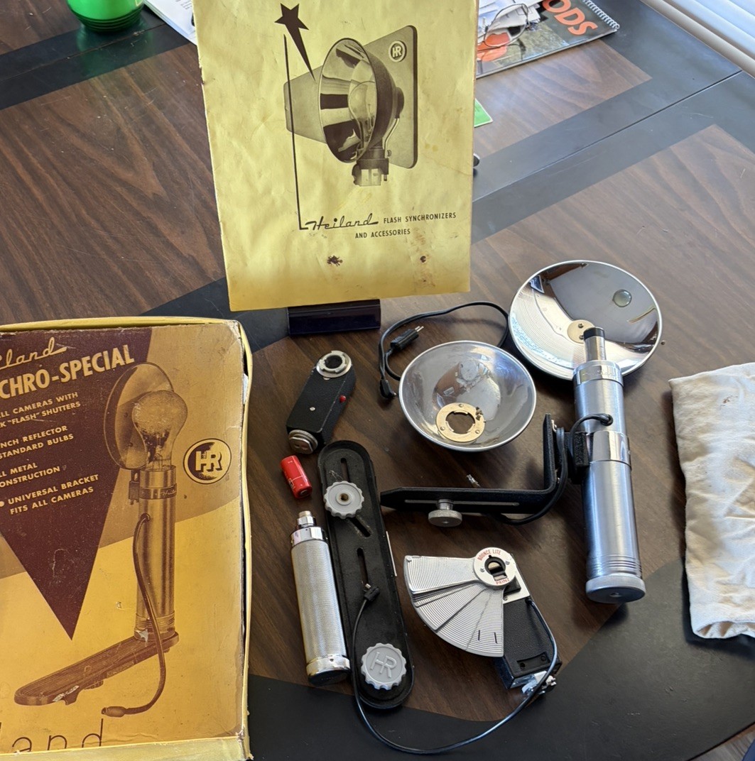 Lot of Vintage Heiland Chrome Hand Flash & Multi Socket