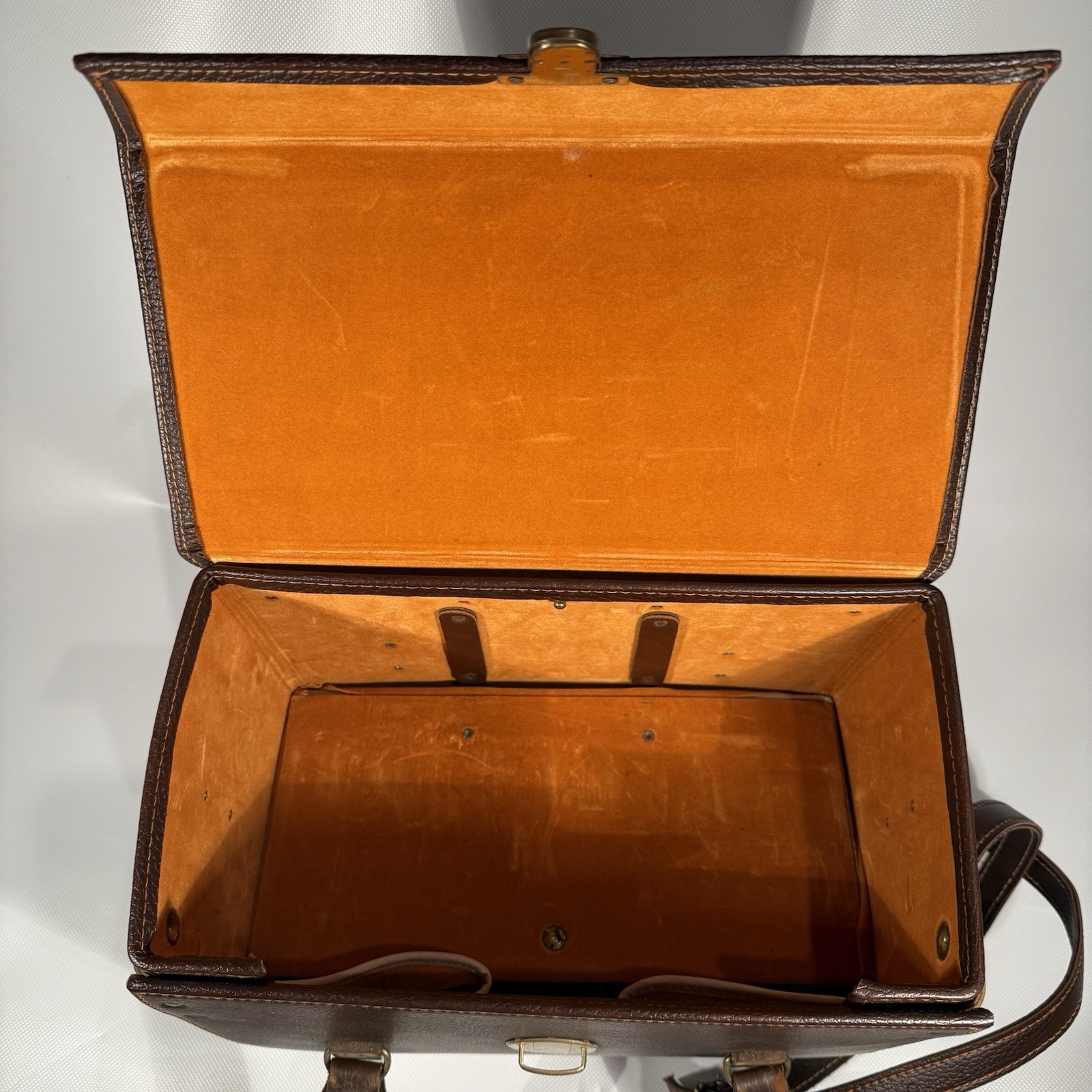 Vintage FOCAL Brown Leather Top & Front Opening Camera Case w/ KEY & Strap