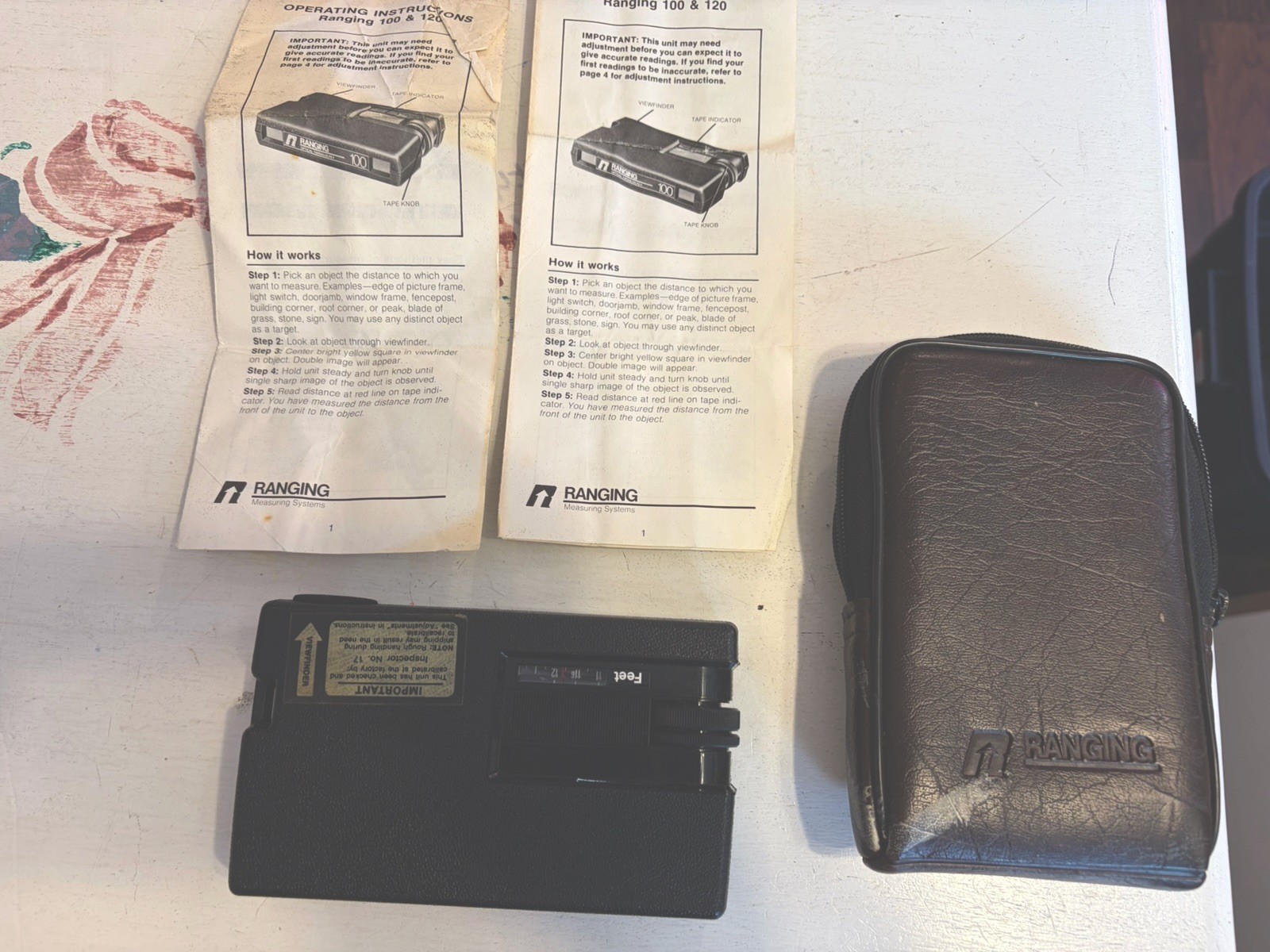 RANGING 100 OPTICAL TAPE MEASURE RANGEFINDER WITH CASE & Operating Instructions
