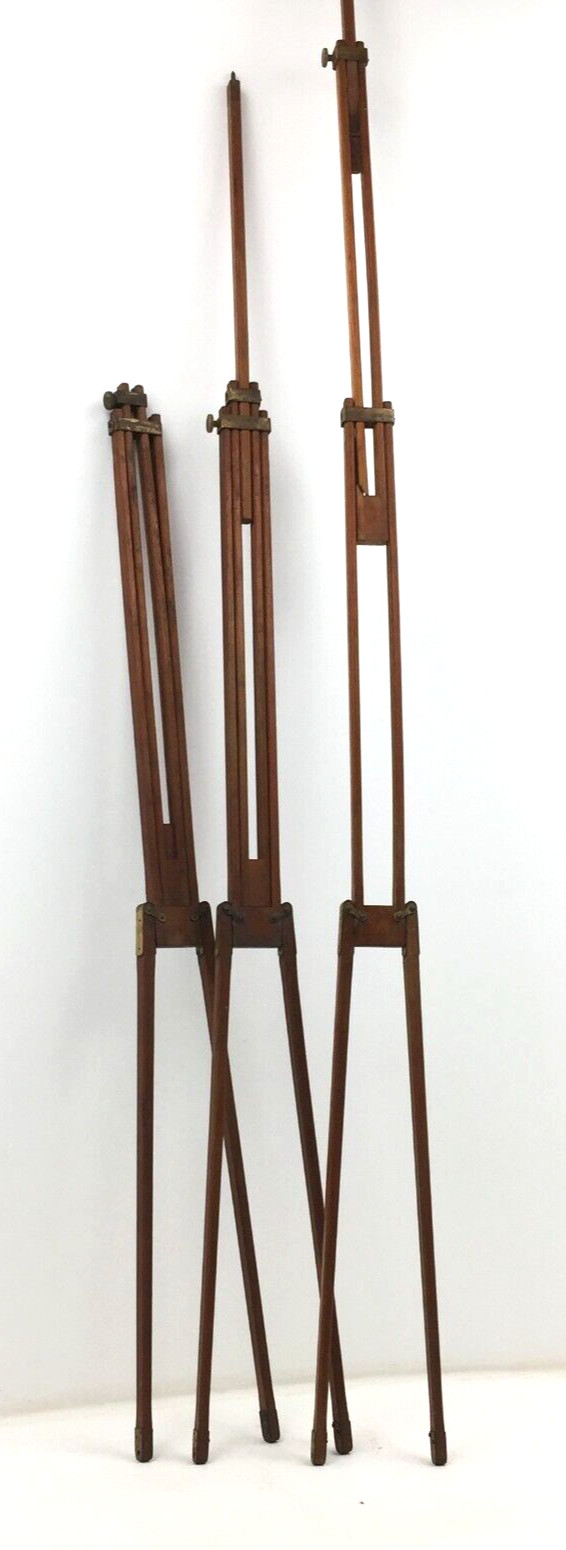 Antique 3-Part Camera Tripod Legs, Wood, Folding, Some Damage