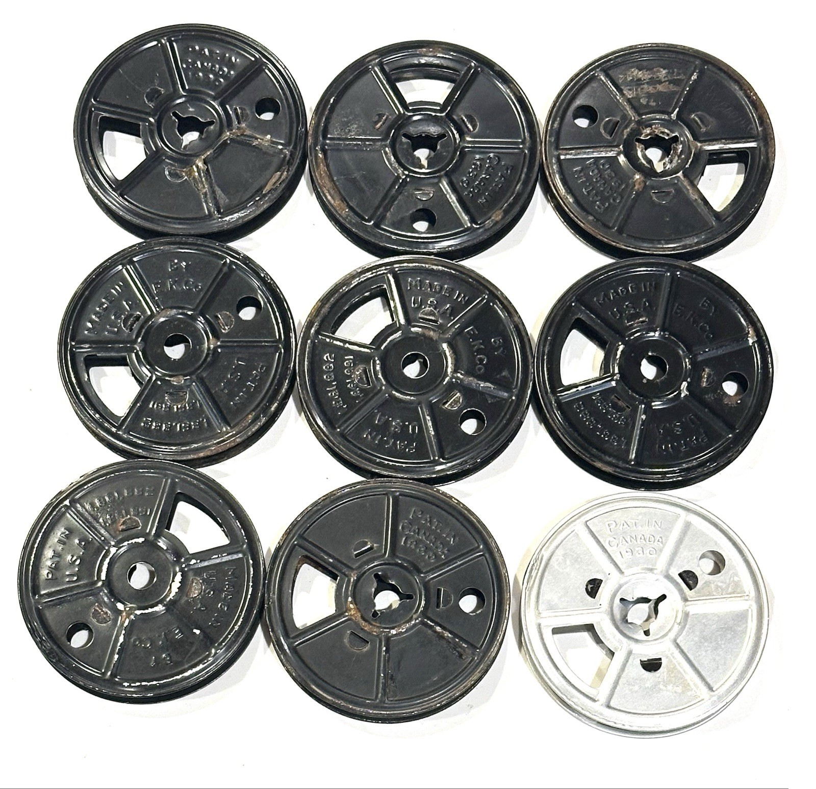 9 VTG Eastman Kodak (E.K. Co.) Metal 8mm 2 7/8” D. Film Movie Reels AsFound 1930