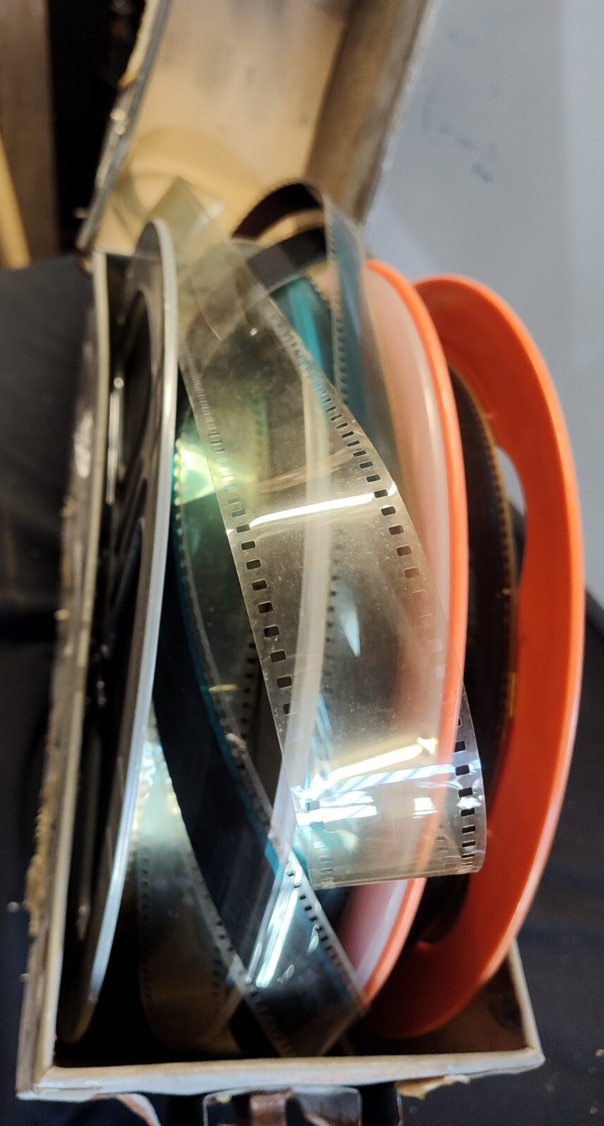 THREE (3) Vintage 35mm films in Metal Film Can 16″ -Reels/CASE