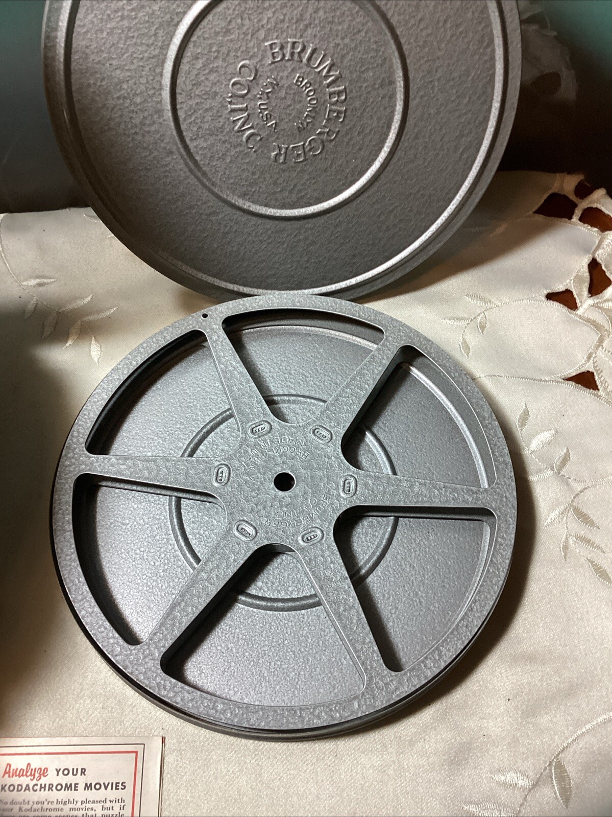 Vintage Brumberger Metal Case With 12 – 5” Movie Reels And Extra Bonus 7” Reel
