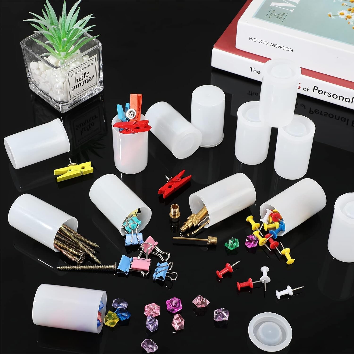 200 Pieces White Plastic Film Canister Holder 35 Mm Empty Camera Reel Containers