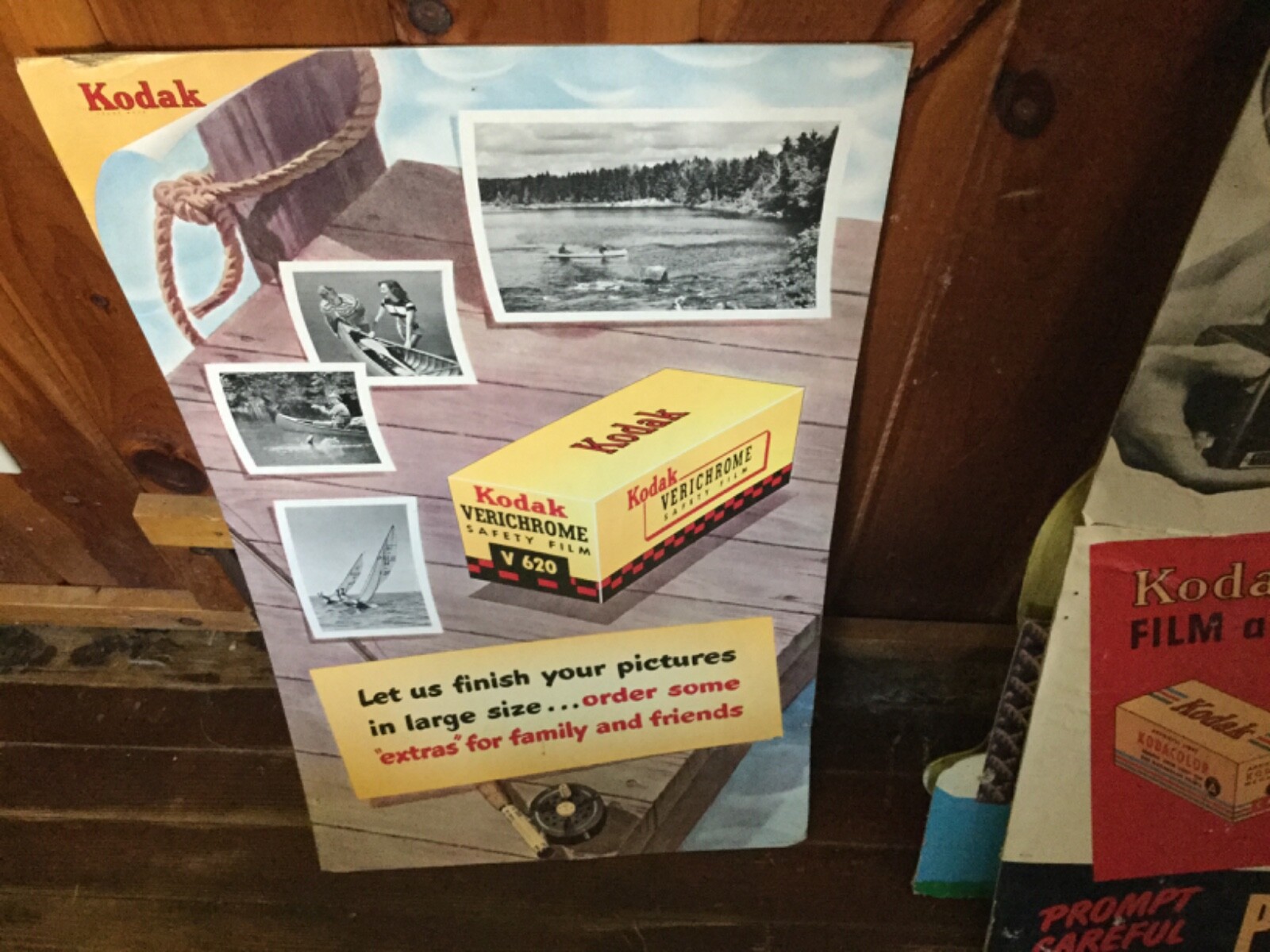 Vintage Kodak Verichrome Cardboard store display sign advertising