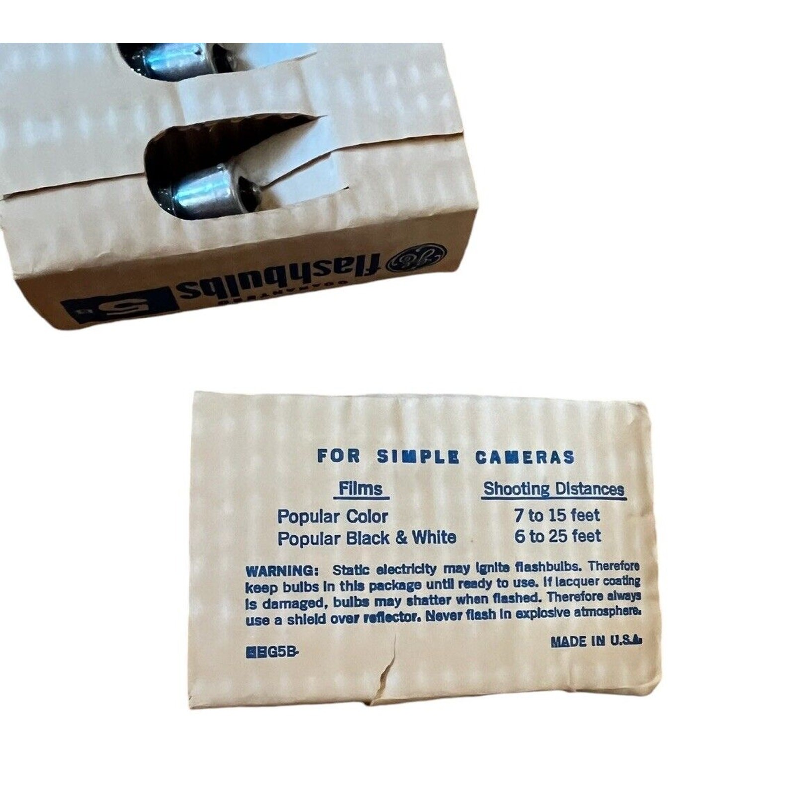 Vintage GE General Electric 5B Flashbulbs Blue 12 New Bulbs New Old Stock Prop