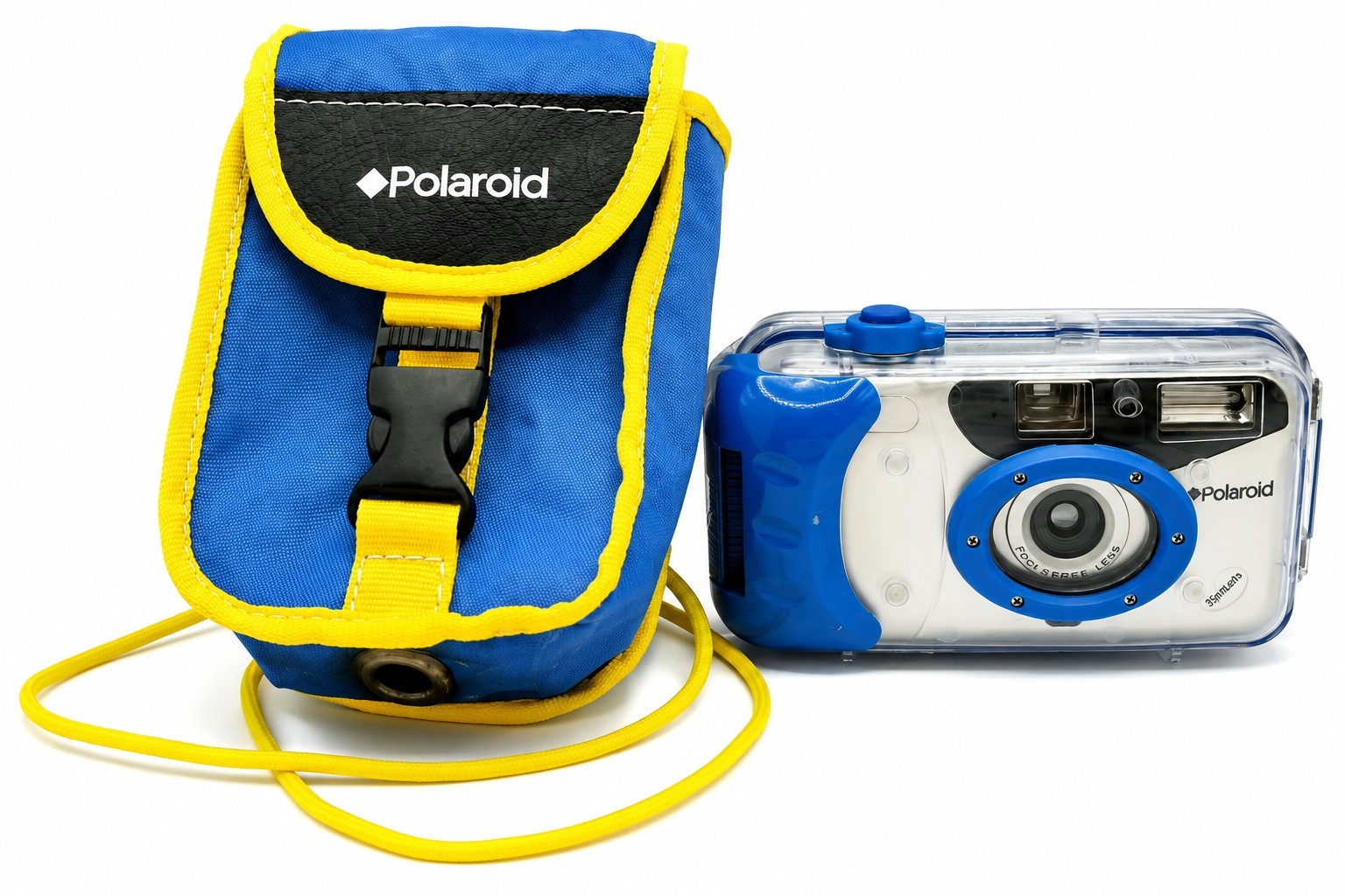 Vintage Polaroid Splash Clear Blue Underwater Film Camera w Case Untested