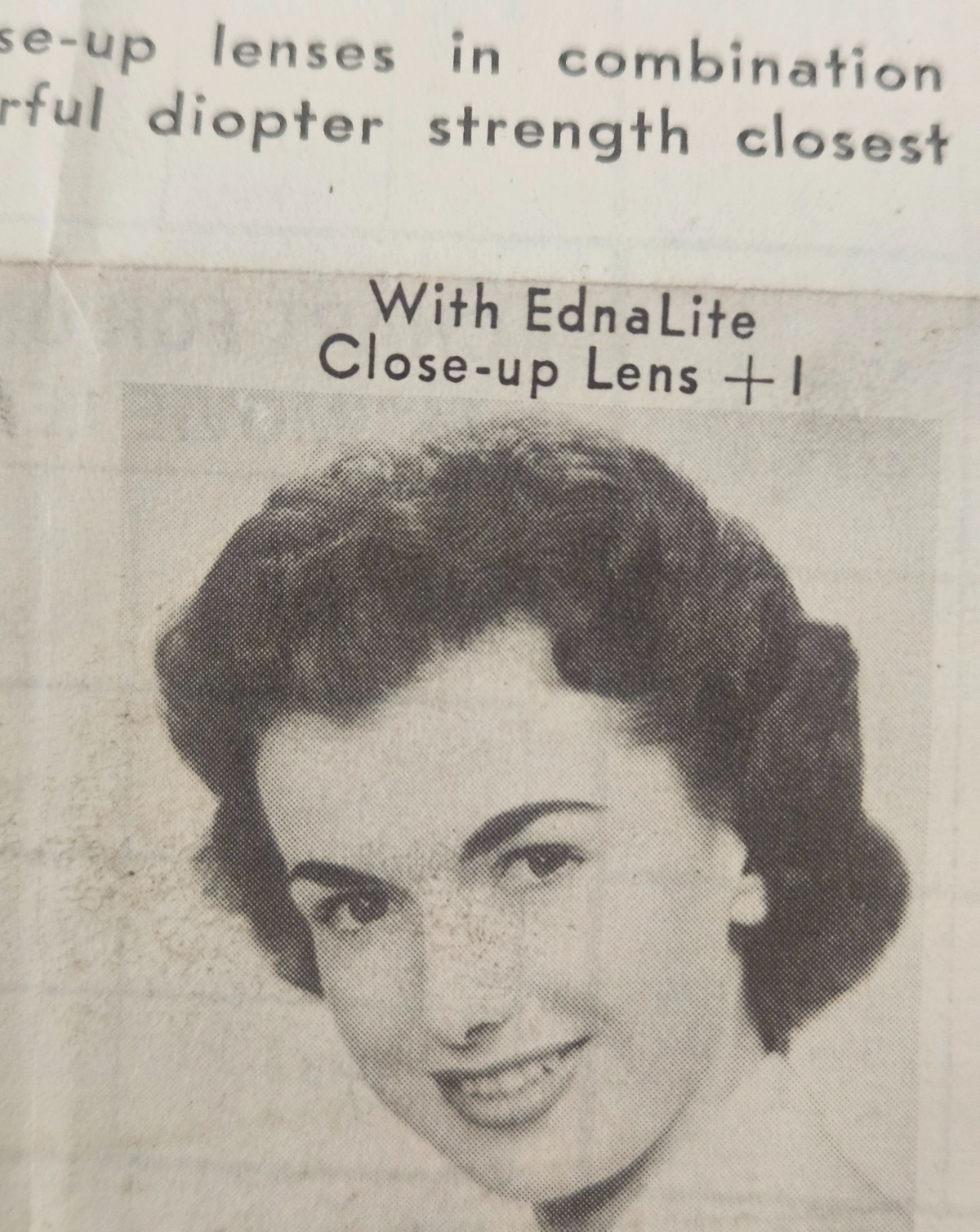 Ednalite Close Up Lens Series Fold up paper Booklet info Chart