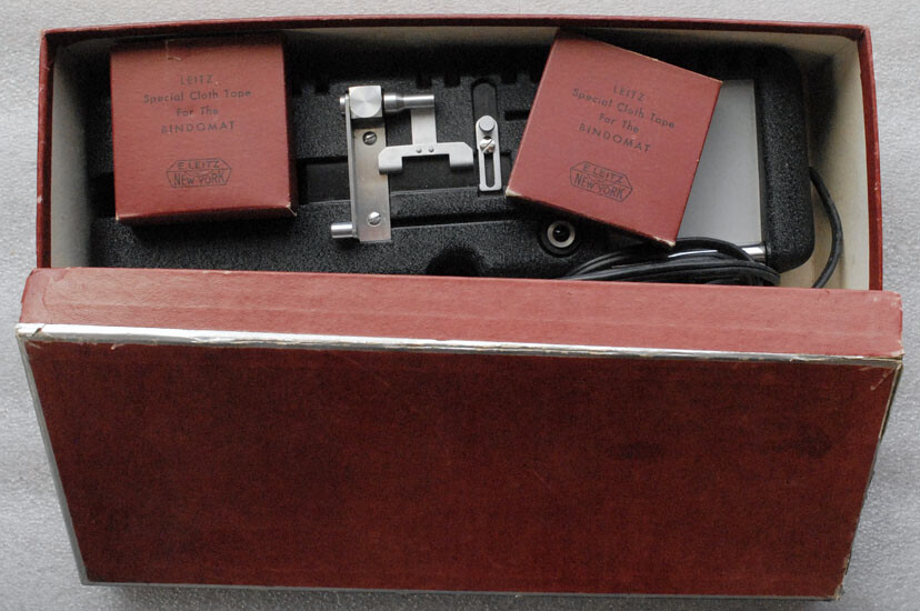 LEITZ BINDOMAT 35mm 2×2 slide mount binder original box w/2 boxes of tape AS IS