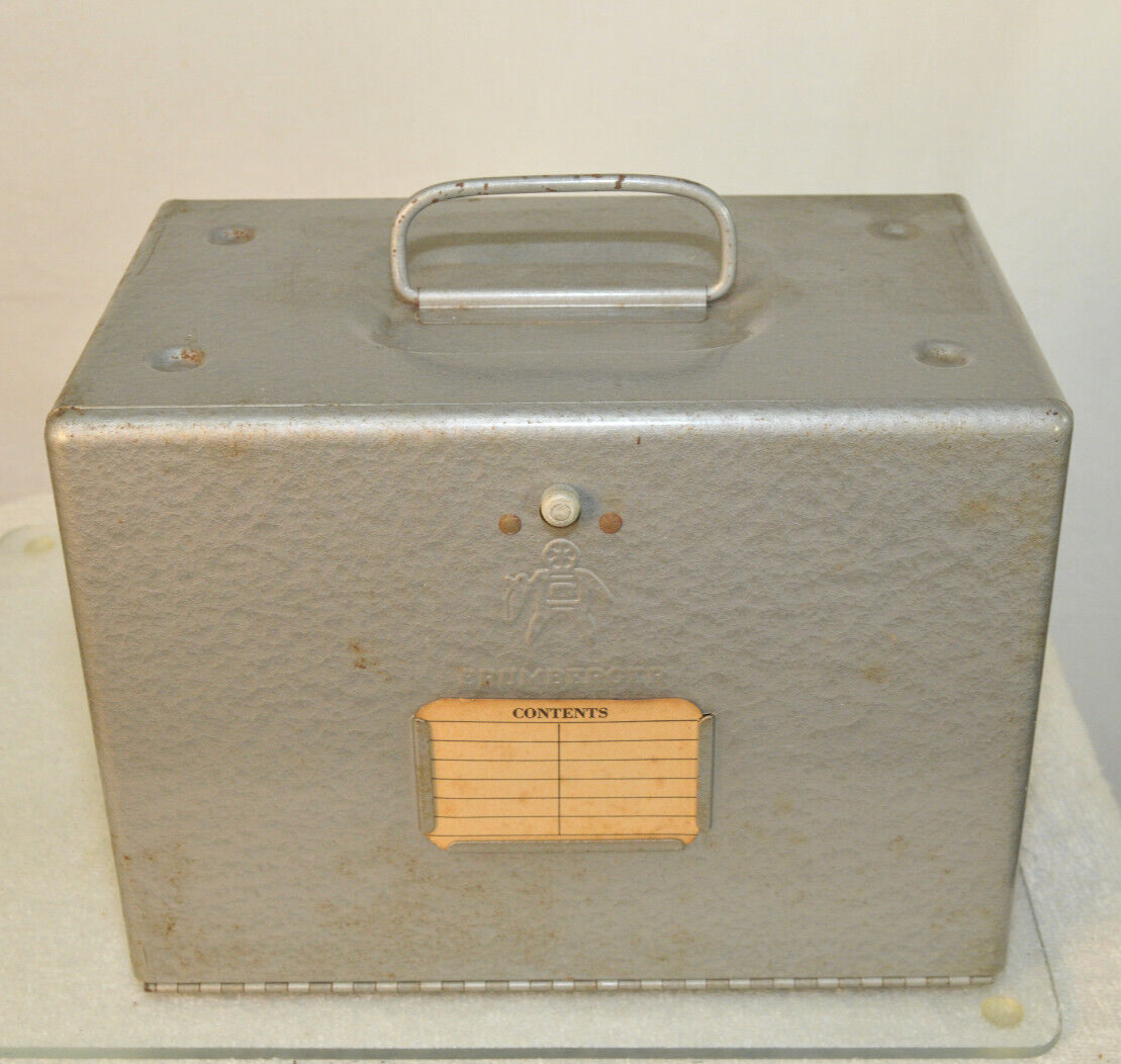 BRUMBERGER 12 Film Reel Canister Metal Storage Box Circa 1950s UNIQUE DISPENSER