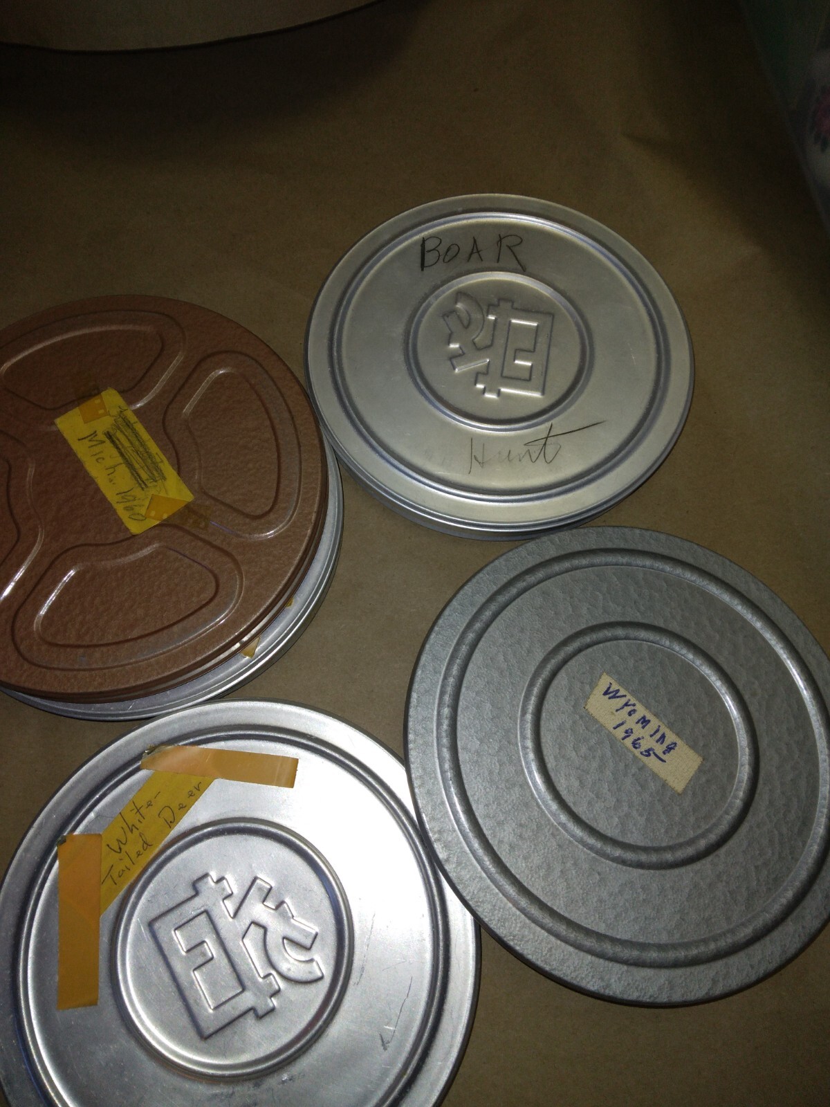 Vintage 8 mm Film Reel Chest & Reels in Metal Cases Smith Victor storage box vtg