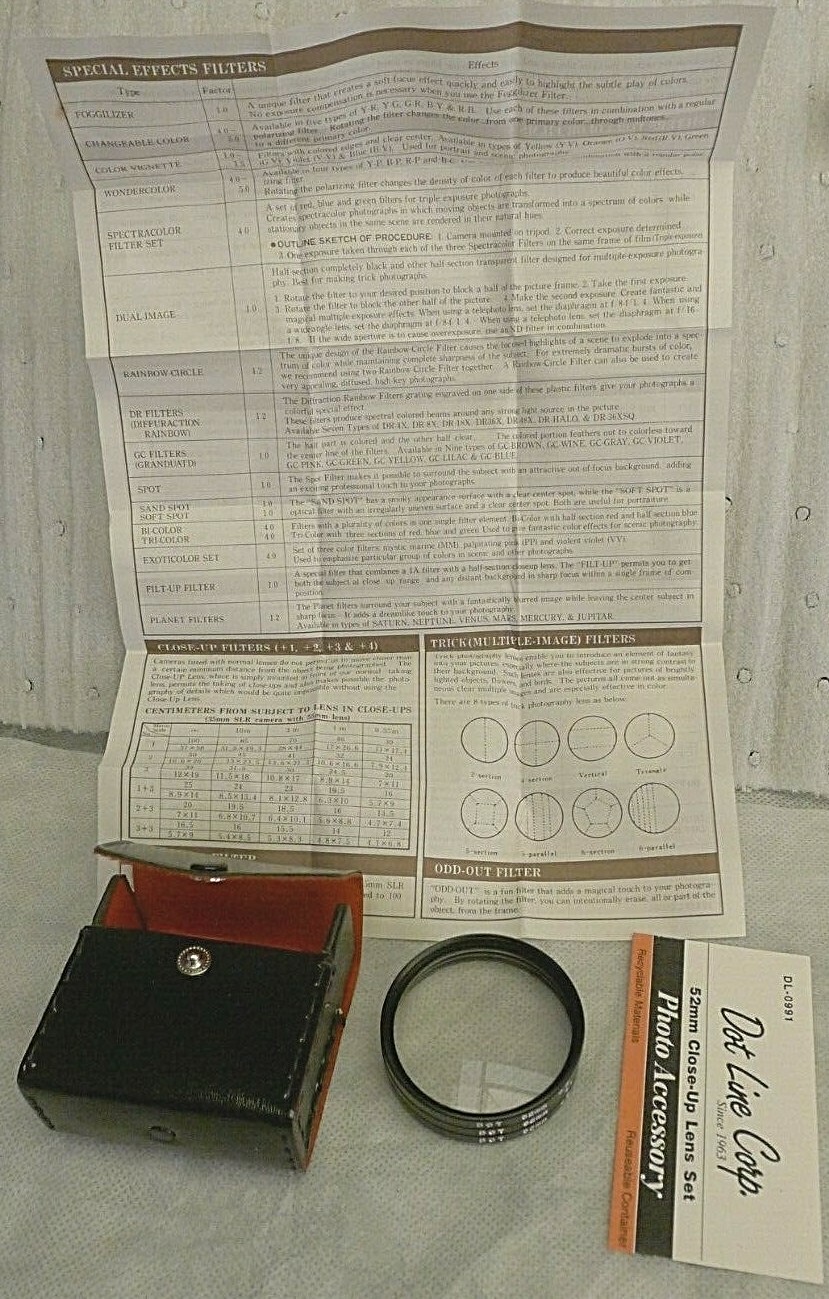 52mm Close-Up Lens Set by Dot Line Corp DL-0991 NOS NEW with Case & Package