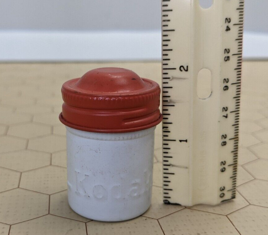 Kodak Metal Film Storage Cannister White With Orange Lid 35mm Film