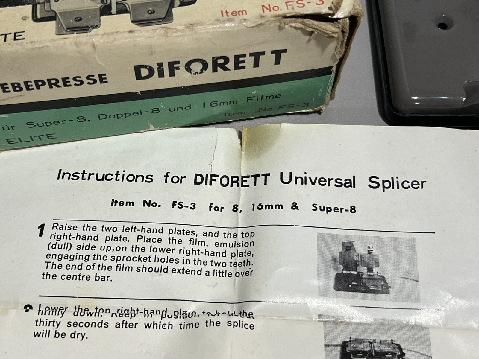 Vintage FS-3 DIFORETT Film Splicer For 8mm 16mm Super-8 JAPAN w/ Box RARE