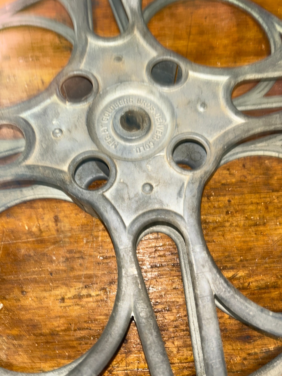 Vintage Goldberg Bros. Denver, CO 15″ 35mm Aluminum 4-Hole Film Reel