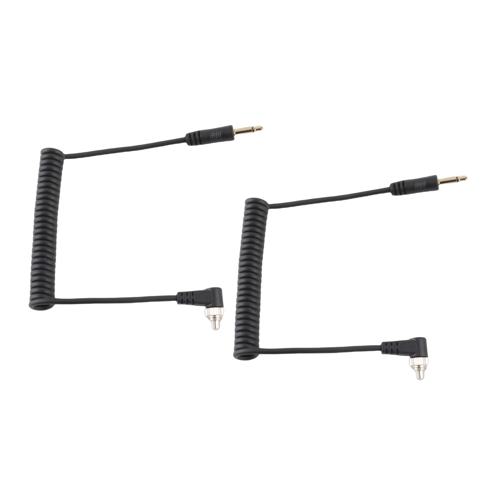 2pcs Universal 3.5mm To Male Flash PC Sync Cable Coiled Cord With Screw Lock For