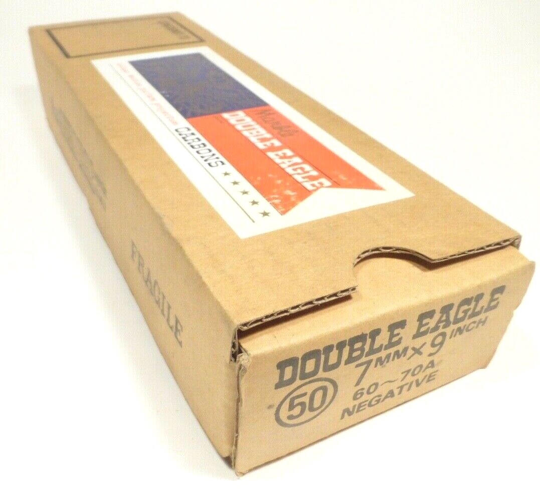 nos CARBON ARC RODS * MARBLE DOUBLE EAGLE – BOX OF 50 … 7mm X 9 inch NEGATIVES