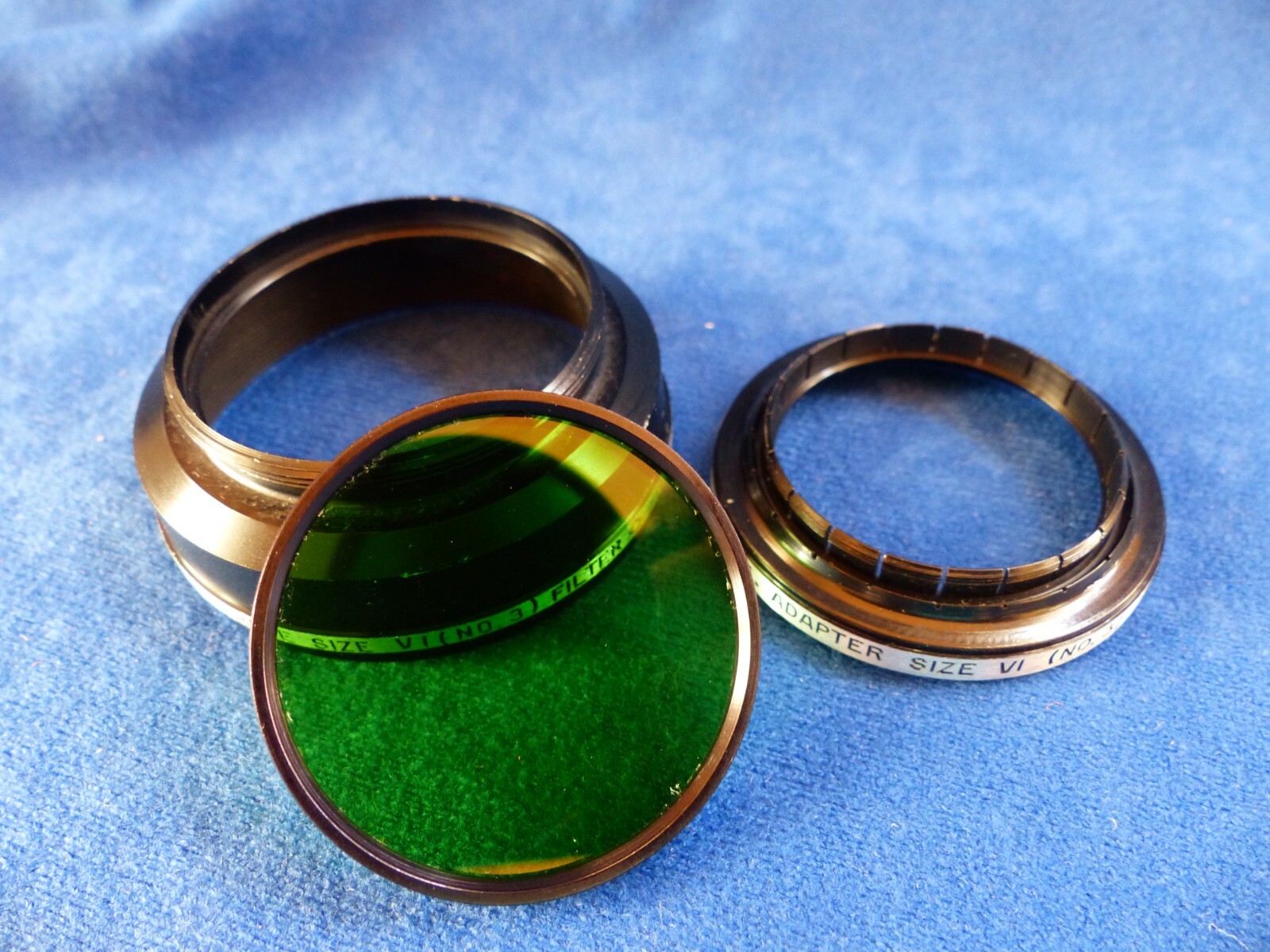 Vintage Harrison Lens Shade size VI, 34.3 mm adapter ring, and Tiffen filter
