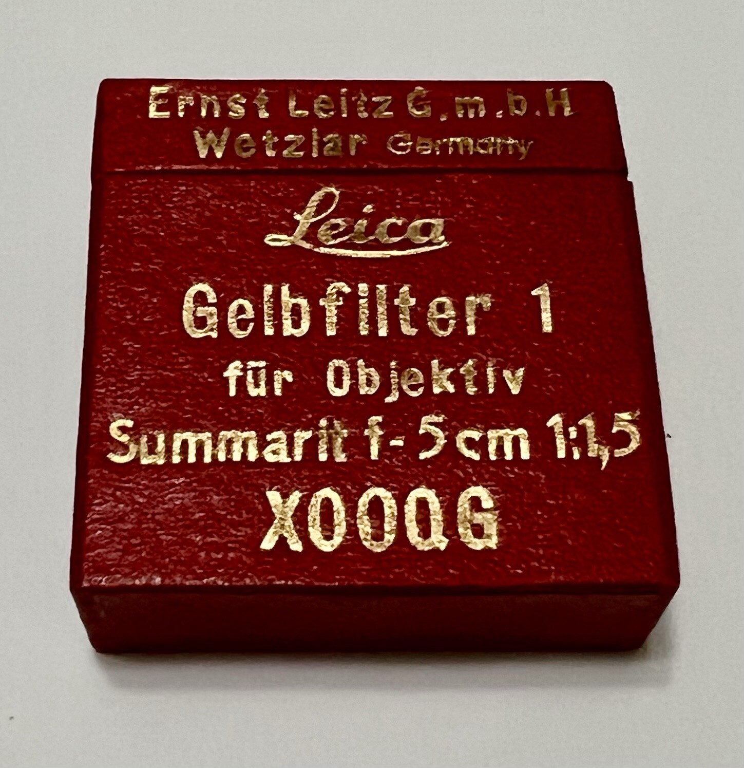 Ernst Leitz Leica Gelbfilter 1 Yellow Camera Filter Model XOOQG Wetzlar Germany
