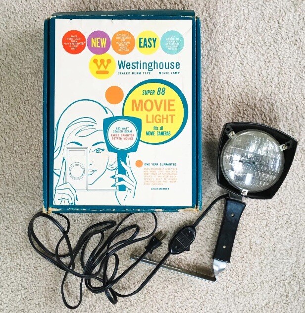 Vintage Westinghouse Super 88 Movie Light with Original Box – 650 Watt – WORKS!!