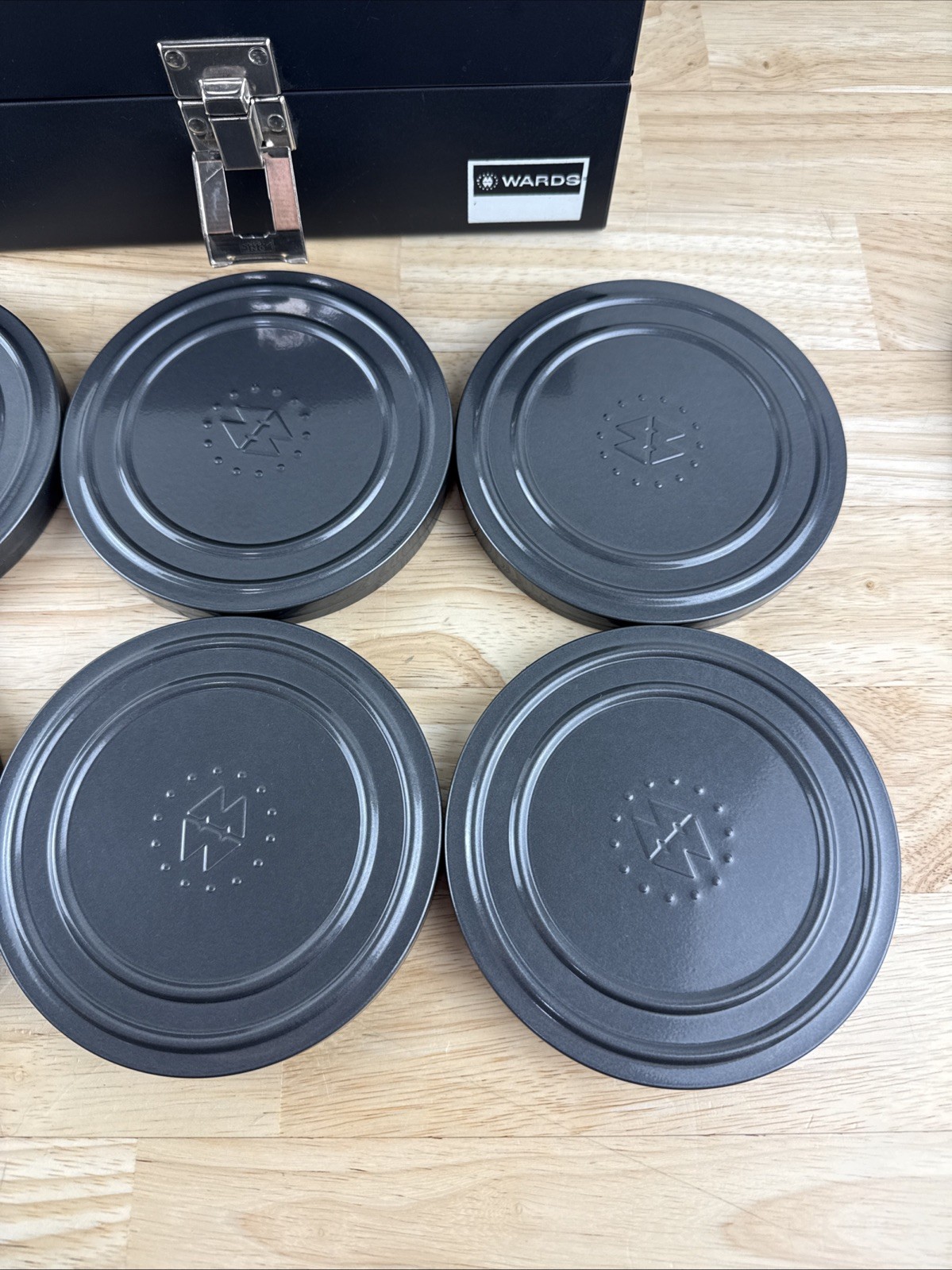 Vintage Wards Film Reel Storage Case With Metal Cans Storage For 5″ Reels