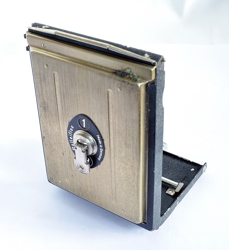 Rolleiflex & Rolleicord Cut Film Plate Adapter Back & 3 Plate Holders