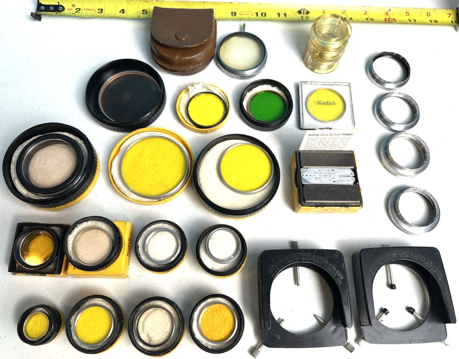 Vintage Kodak Ednalite Optical Filter Lot w Holders Rings Pola-Screen Viewer