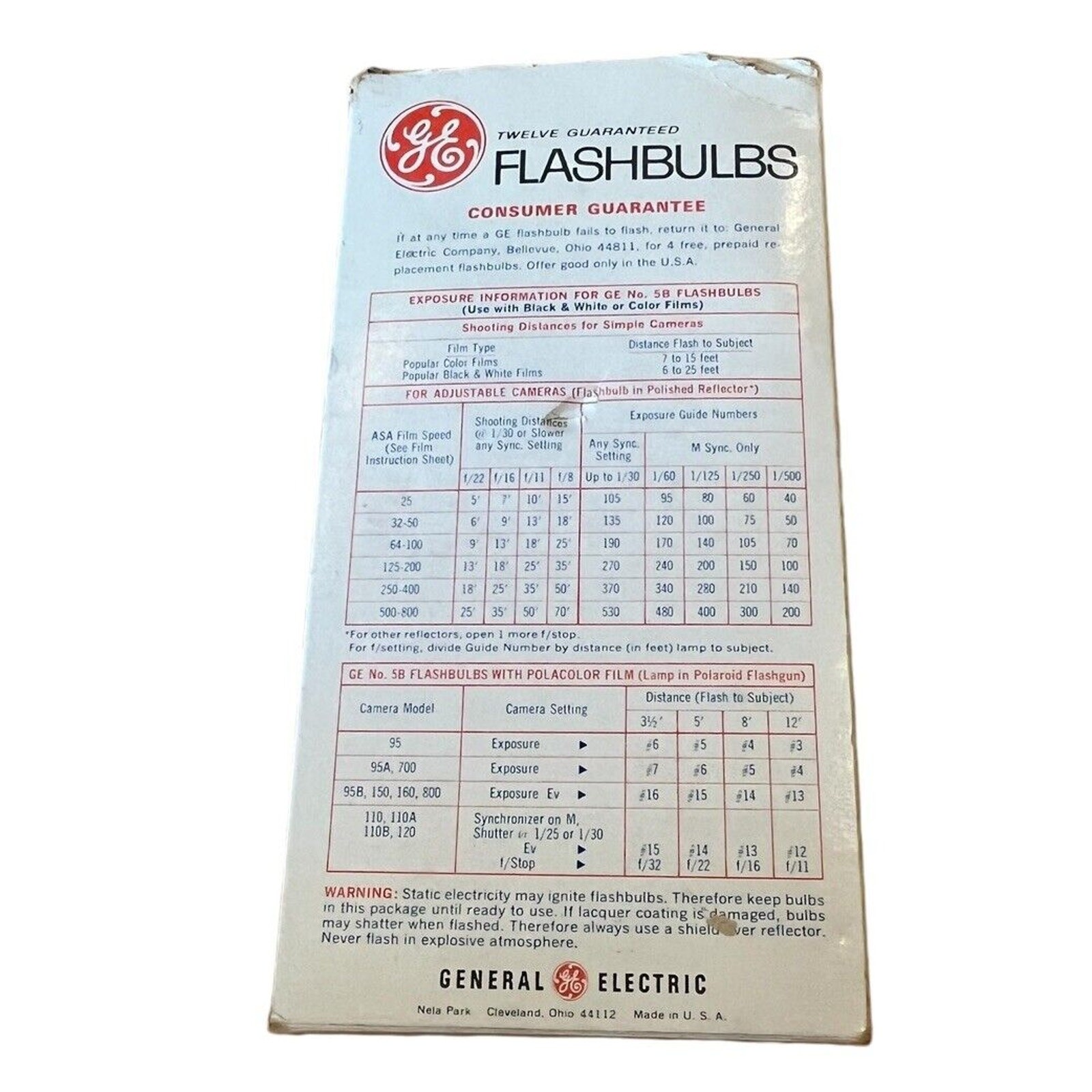 Vintage GE General Electric 5B Flashbulbs Blue 12 New Bulbs New Old Stock Prop
