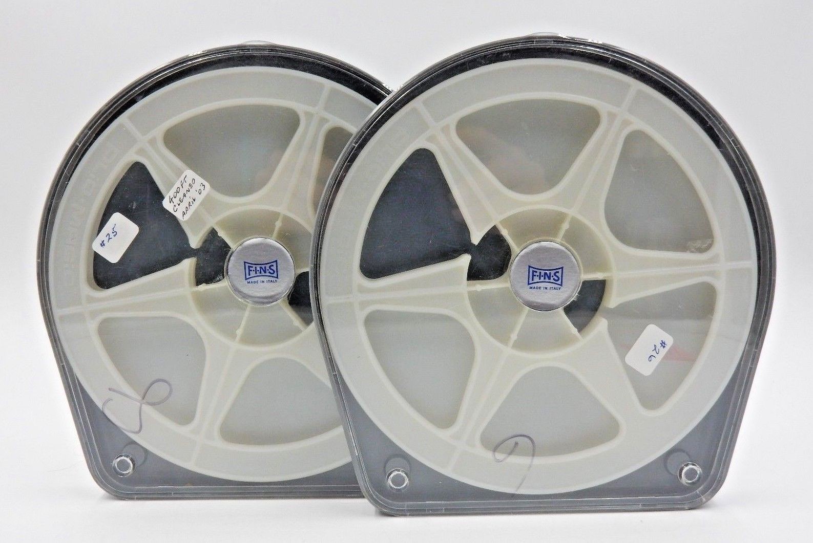 SET OF 2 VINTAGE SUPER 8MM FILM REELS WITH CASES BY FINS OF ITALY ~ 400 FEET