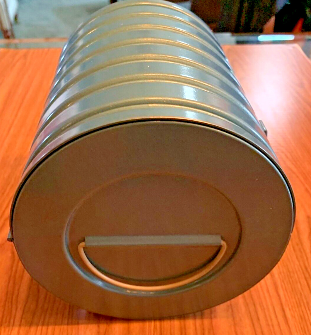 Vtg. Blue Metal Compco Corp 8mm Film Reel Bank for 6 Reels [e-09]