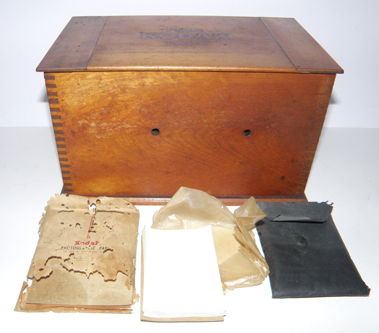 Antique Wooden Box Joint Kodak Film Tank 3 1/2in Model “B”-2 C.1907