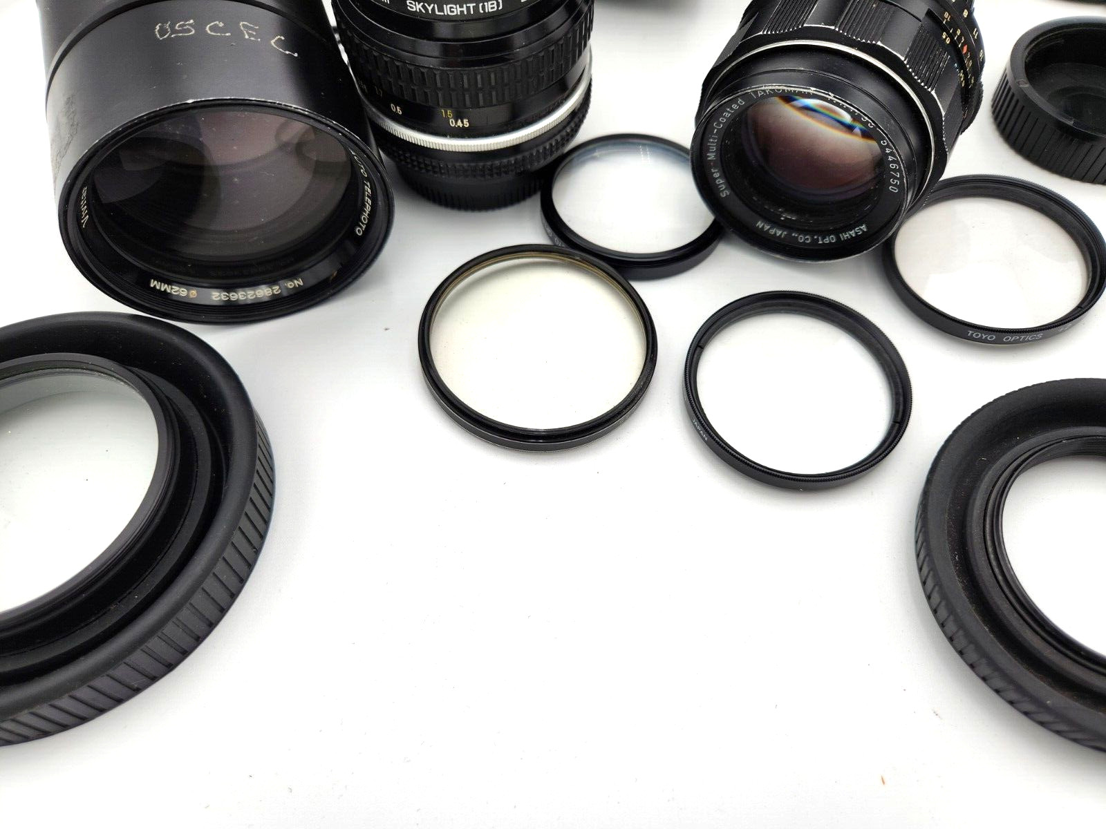 Lot Photo equipment Nikon, Ashai, VIvitar LENSES, filters, meter, etc. Vintage
