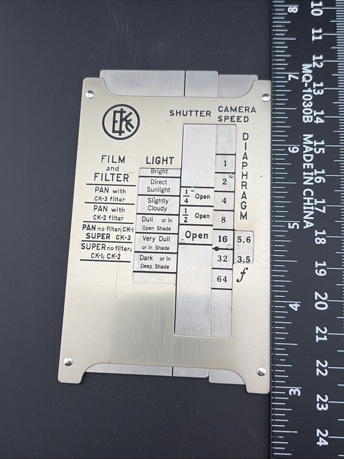 Vintage c 1930s CINE – KODAK Exposure Scale Metal