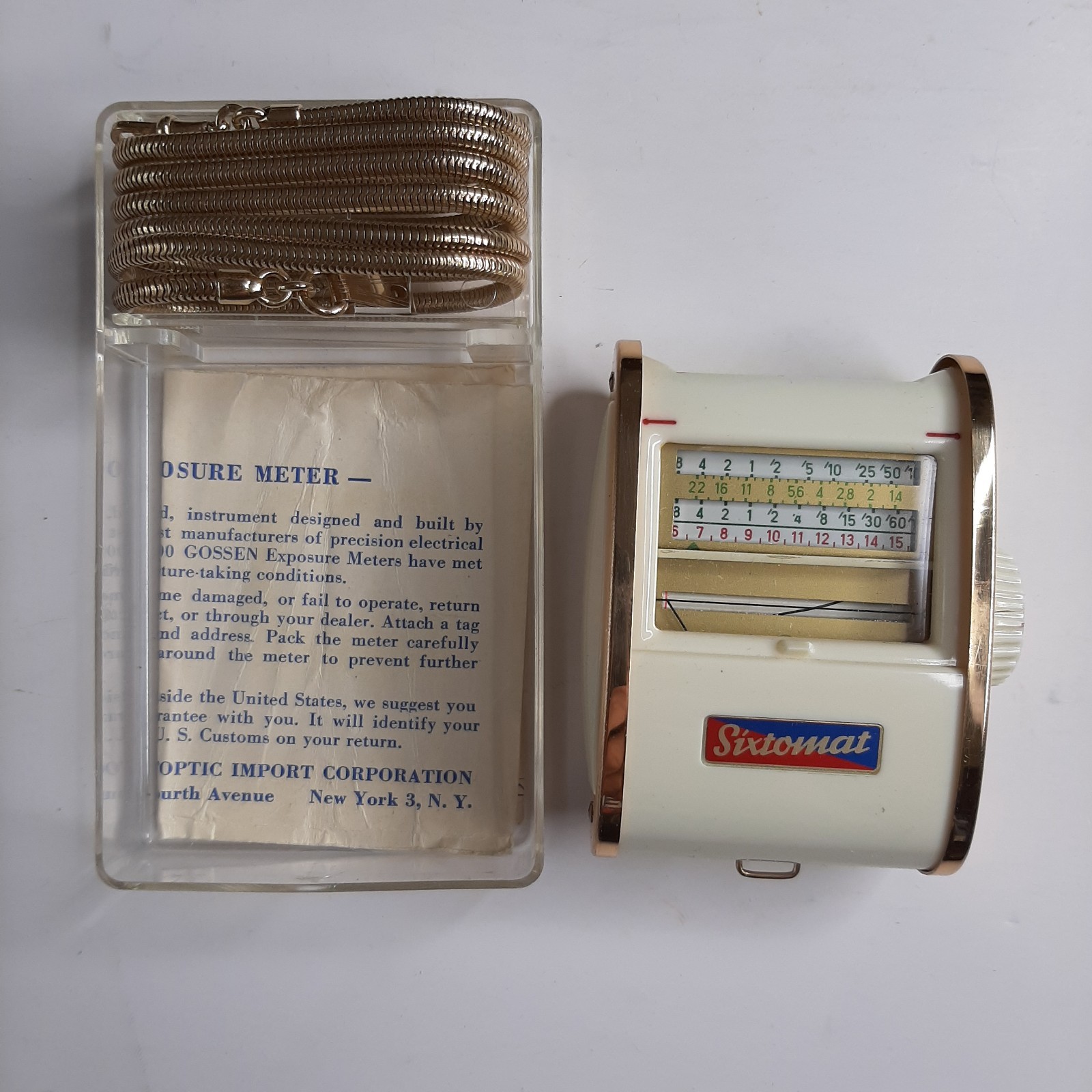 Gossen Sixtomat X 3 1954 Exposure Meter, Cable, Manual in Orig. Box Untested ZA8