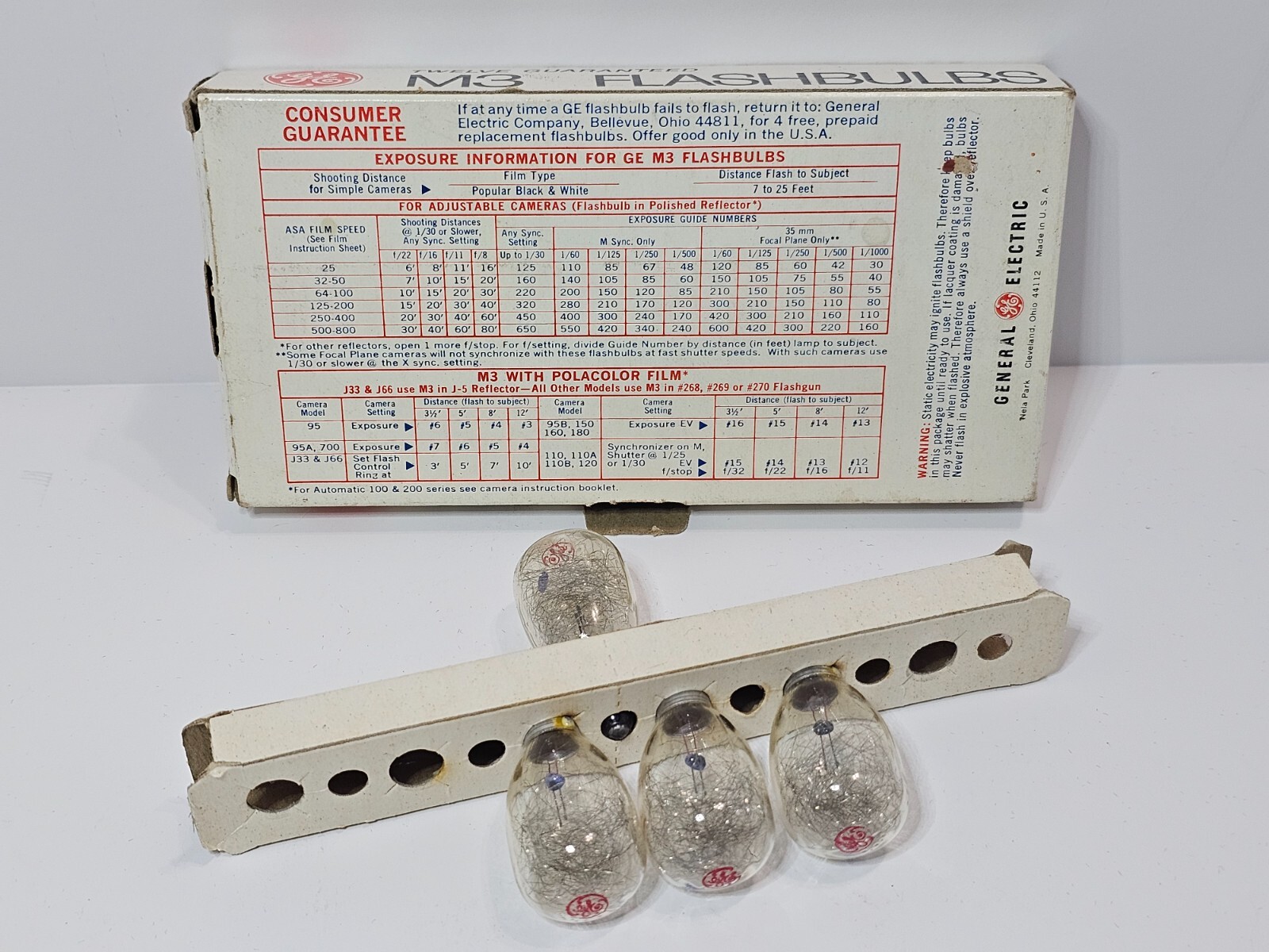 General Electric M3 Flash Bulbs NOS Box of 4 FREE SHIPPING