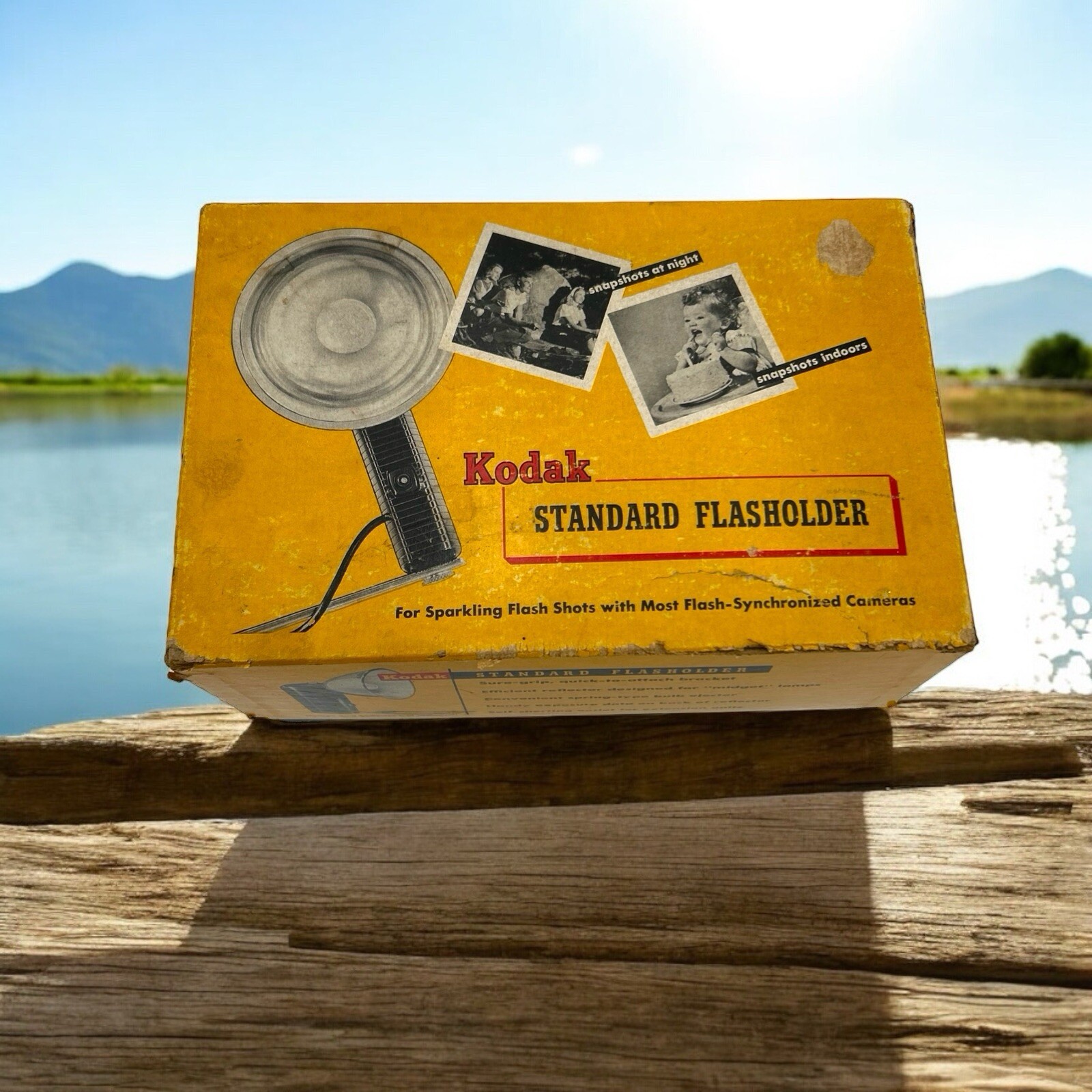 Vintage KODAK Standard Flash Holder in Original Box w/ Cover & Bracket