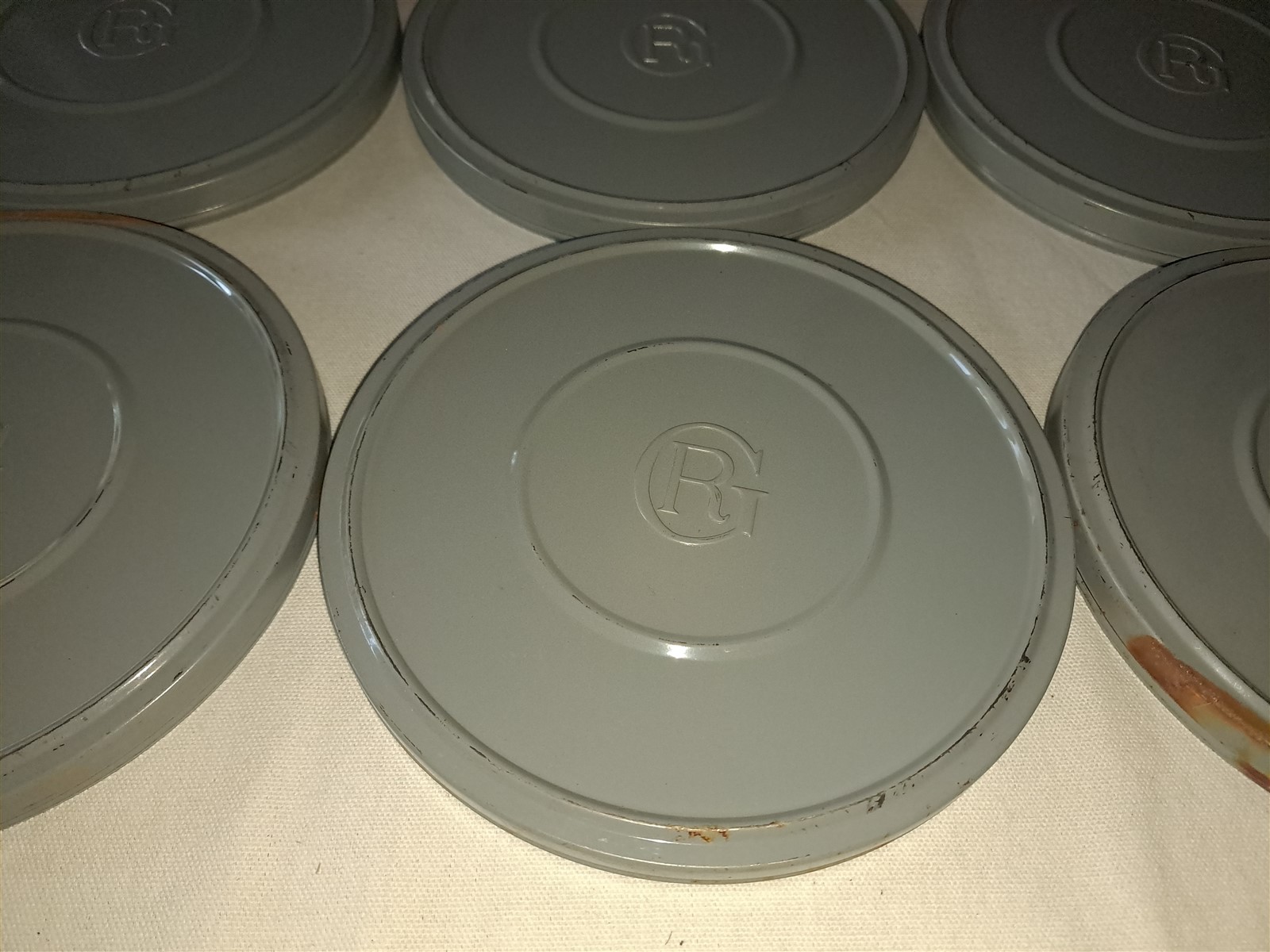 Lot of 6 Metal 7″ Movie Film Reel Canisters