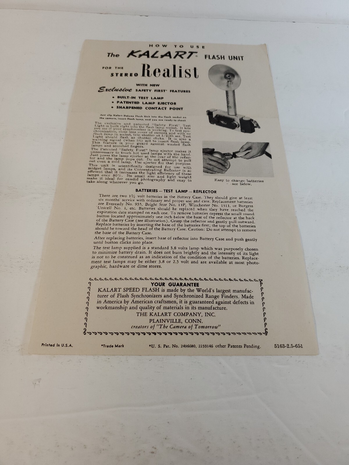 Vintage Kalart Super Speed Flash Use Instructions Stereo Realist